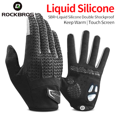 #ad ROCKBROS Full Finger Bike Gloves GEL Shockproof MTB Road Bicycle Cycling Gloves $18.90