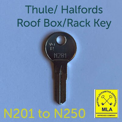 #ad Replacement Key Cut To Code New Series N201 N250 Thule Halfords Roof Box Rack GBP 2.75