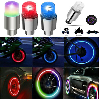2 4Pcs LED Wheel Tire Air Valve Stem Caps Neon Light For Car Bike Motorcycle $6.18
