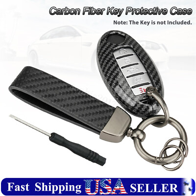 #ad Carbon Fiber Smart Key Fob Protective Cover Case for Nissan 3 4 5 Button Key fob $11.99