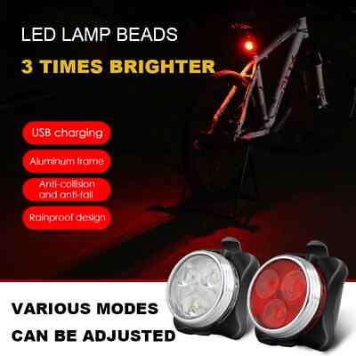#ad 3 Led Cycling Bike Taillight With USB Rechargeable Bicycle Tail Clip Light Lamp $6.99