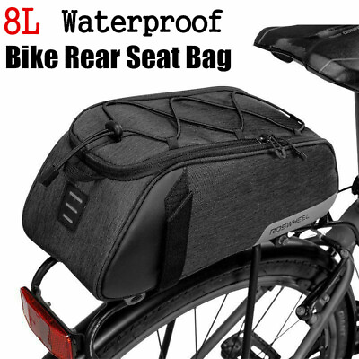 #ad Roswheel Bike Rear Carrier Bag Waterproof Bicycle Rack Pack Bag Trunk Pannier 8L $32.99