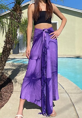 #ad #ad Pareo Sarong Hawaiian Wrap Beach Cruise Pool Cruise Dress Purple Giant Hibiscus $15.79