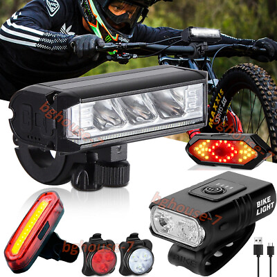 #ad Bike Lights Front Tail Light Night Riding LED Bicycle Lights USB Rechargeable US $9.91