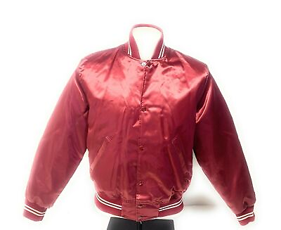 #ad #ad Vintage BIKE Athletic 80s Lined Varsity Bomber Jacket RED Maroon ADULT L $34.99