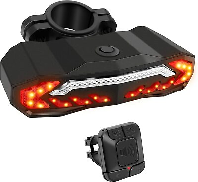 Smart Bike Tail Light with Turn Signals Rear Bicycle Alarm Horn USB Rechargeable $29.76