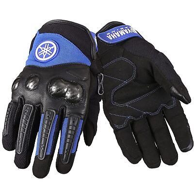 #ad Yamaha Bike Riding Gloves Leather and Mesh blue Y6ABURG10L21 Free Ship $62.50