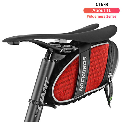 #ad #ad ROCKBROS Bicycle Saddle Bag Reflective Tail Seatpost Bike Rainproof Bag Red $16.99