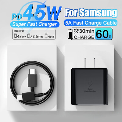 #ad 45W USB C Super Fast Wall Charger 6FT Cable For Samsung Galaxy S23 S22 S21 S20 $2.99