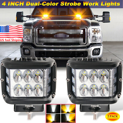 For 4x4 Cars 4Inch 60W LED Pods Driving Fog OffRoad LED Work Light Whiteamp;Amber $34.19