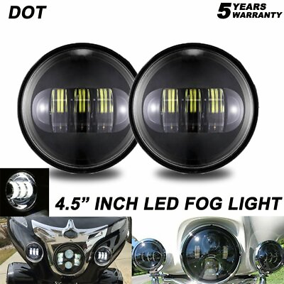 #ad 4 1 2 4.5 Inch Black LED Auxiliary Spot Passing Fog Light Lamp For Harley Bike $32.69