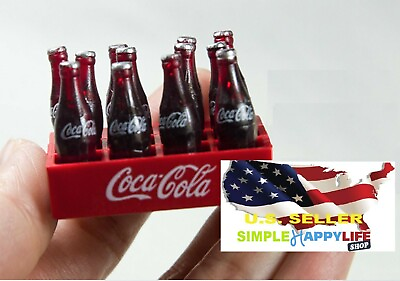#ad 12 x 1 12 coke Bottles And Crate Dollhouse Miniature Bar Drink Decor Hot Toys US $11.56
