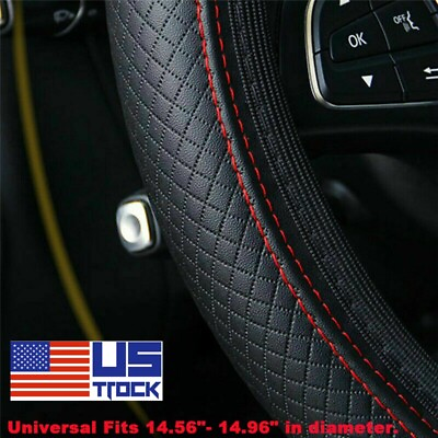 #ad Car Accessories Steering Wheel Cover Black Leather Anti slip 15quot; 38cm Universal $5.99