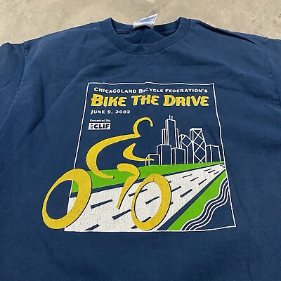 #ad #ad Vintage Chicago Y2K T Shirt L Men’s Bike The Drive Cycling Skyline Souvenir $14.99