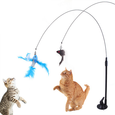 Cat Simulation Bird Interactive Toys Funny Feather Bird with Bell Cat Stick Toy $5.25