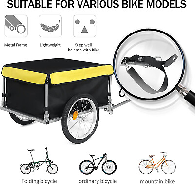 #ad #ad Heavy Duty Bicycle Bike Cargo Trailer Steel Carrier Storage Cart Wheel Runner $110.97