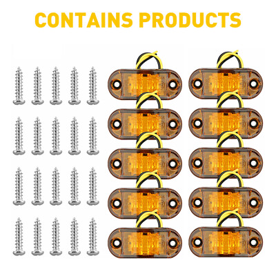 #ad 10X LED Side Lights Marker Amber Clearance Side for Lamp Truck Trailer Jeep RV $13.09