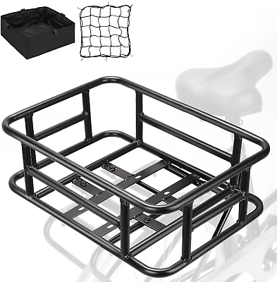 #ad RAYMACE Rear Rack Bike Basket with Cargo Net and Liner Large Bicycle Basket for $88.83