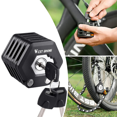 #ad Foldable Bike MTB Locks Anti Theft Bicycle Lock Security Bike Chain Lock w Keys $22.99