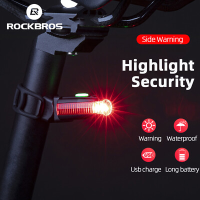 #ad ROCKBROS Bike Taillight Rechargeable LED Cycling Rear Lights Back Bicycle Light $9.99
