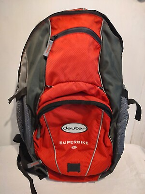 #ad #ad Deuter Superbike L Cycling Backpack Red Gray Hiking Built in Rain Cover H2O $47.00