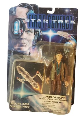#ad #ad Star Trek First Contact Zefram Cochrane Action Figure Playmates 1996 Unsealed $6.00