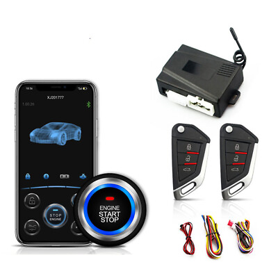 #ad 12V Car Keyless Entry Engine Starter Alarm Push Button Remote Stop Trunk Release $67.49