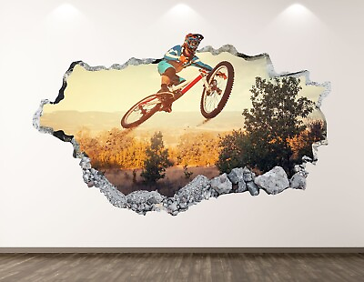 Off Road Bike Wall Decal Art Decor 3D Smashed Mountain Bicycle Sticker BL209 $19.95