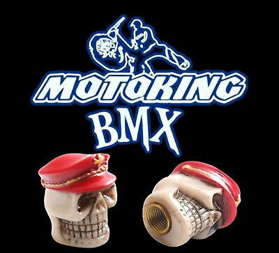 #ad MOTOKING BMX CAPTAIN SKULL SCHRADER VALVE CAPS RED CAP $15.00