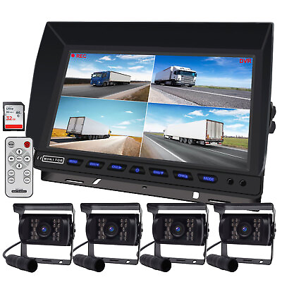 #ad #ad 10.1quot; Quad Car TFT LCD Reversing Monitor 4 Video4 CCD Backup Cameras 24V 12V RV $220.79