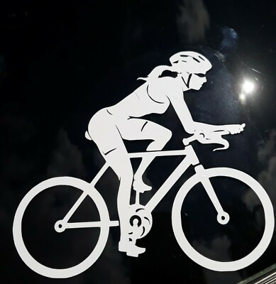 #ad #ad Road bike women cyclist car decal sticker. Triathlon . 4quot; $5.50