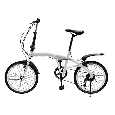 #ad #ad Folding Bike for Adults 20quot; 7 Speed Bicycle White Bikes Dual V Brake Lightweight $194.25