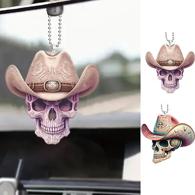 #ad Skull Car Ornament Hangable Car Ornament Cool 2D Acrylic Car Ornament $14.59