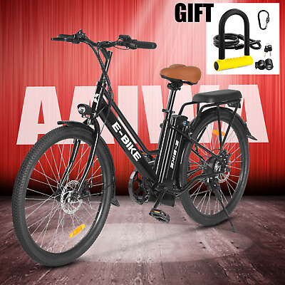 #ad 350W 26#x27;#x27; Electric Bicycle 7 Speed Motor Tire Snow Beach City E bike Black 36V $518.69
