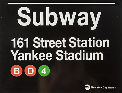TIN SIGN quot; New York Subway Yankee Stadiumquot; Deco Garage Wall Manhattan Mancave $7.35