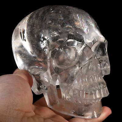 #ad 4.92quot; Natural Clear Quartz Crystal Hand Carved Skull HeadReiki Healing#37W49 $325.00