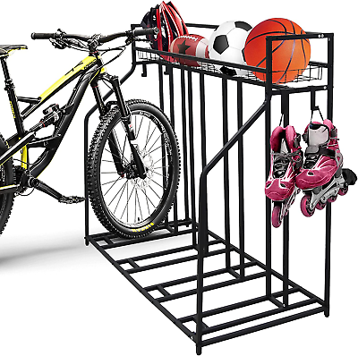 #ad 4 Bike Stand Rack with Storage – Bike Rack Floor Stand Great for Parking Road $141.99
