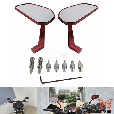 #ad Lightweight Red Right Left Side Turn Rear View Mirrors Mount Kit For Harley Bike $125.13