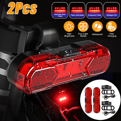 #ad 2x USB Rechargeable LED Bike Tail Light Bicycle Safety Cycling Warning Rear Lamp $10.48
