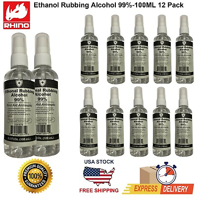 Rhino Ethanol Rubbing Alcohol 99% 100ML 12 Pack $19.99