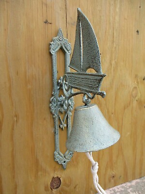 #ad Large Dinner Bell Cast Iron Wall Mounted Nautical Decor Sail Boat Nautical Door $29.99
