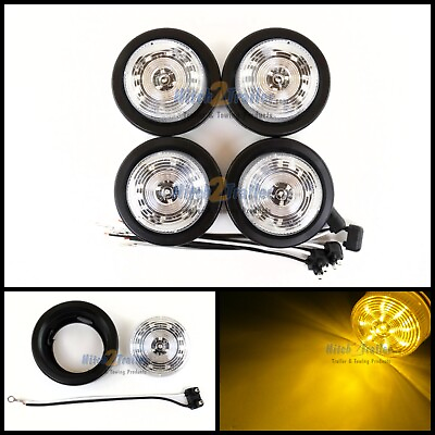 #ad 4 CLEAR LENS AMBER 12 LED Light Trailer 2 1 2quot; roundClearance marker 2.5quot; $26.99