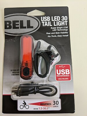 #ad #ad Bell LED 30 USB Rechargeable Bicycle Bike Tail Light Steady Flash Mode NEW $11.00