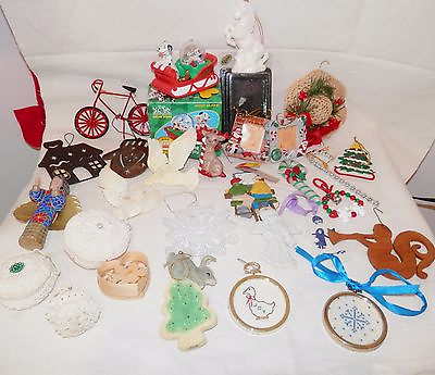#ad 28 Christmas Ornaments Lot Assorted Unicorn Bike Wood Plastic Ceramic Metal etc $9.99