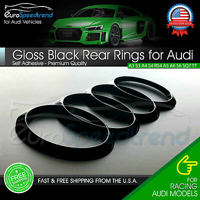 #ad AUDI Rings Gloss Black Rear Trunk Lid Badge Logo Emblem for A1 A3 A4 S4 A5 S6 A6 $13.60