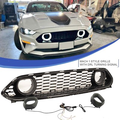#ad #ad Mach 1 OE Style Front Upper Grille Mesh Grill W LED DRL Fit 18 23 Ford Mustang $158.99