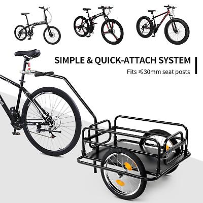#ad Folding Bike Cargo Trailer Bicycle Carrier Storage Cart Hitch 180lbs Max Load $68.99
