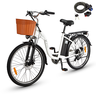 #ad DYU 26quot; 2024 Commuter Electric Bike for Women15.5MPH 350W 36V6 Speed Basket $599.00