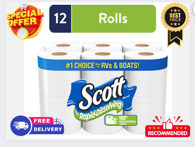 #ad Scott Rapid Dissolving Toilet Paper 12 Toilet Paper Rolls Bath Tissue RVamp;Boats $15.00