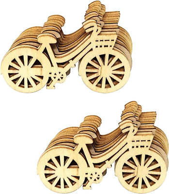 #ad 20PCS Wooden Bike Cutouts Unfinished Wooden Bicycle Pieces Ornaments for DIY Art $8.99